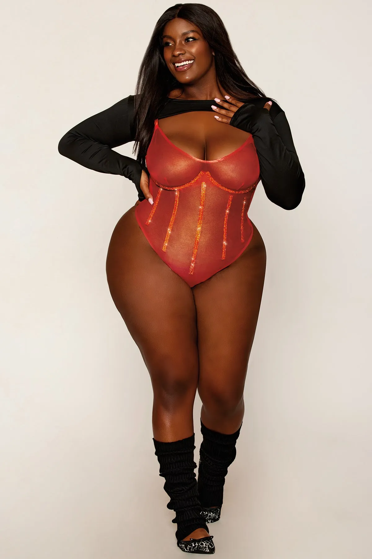 Rhinestone High-Cut Teddy