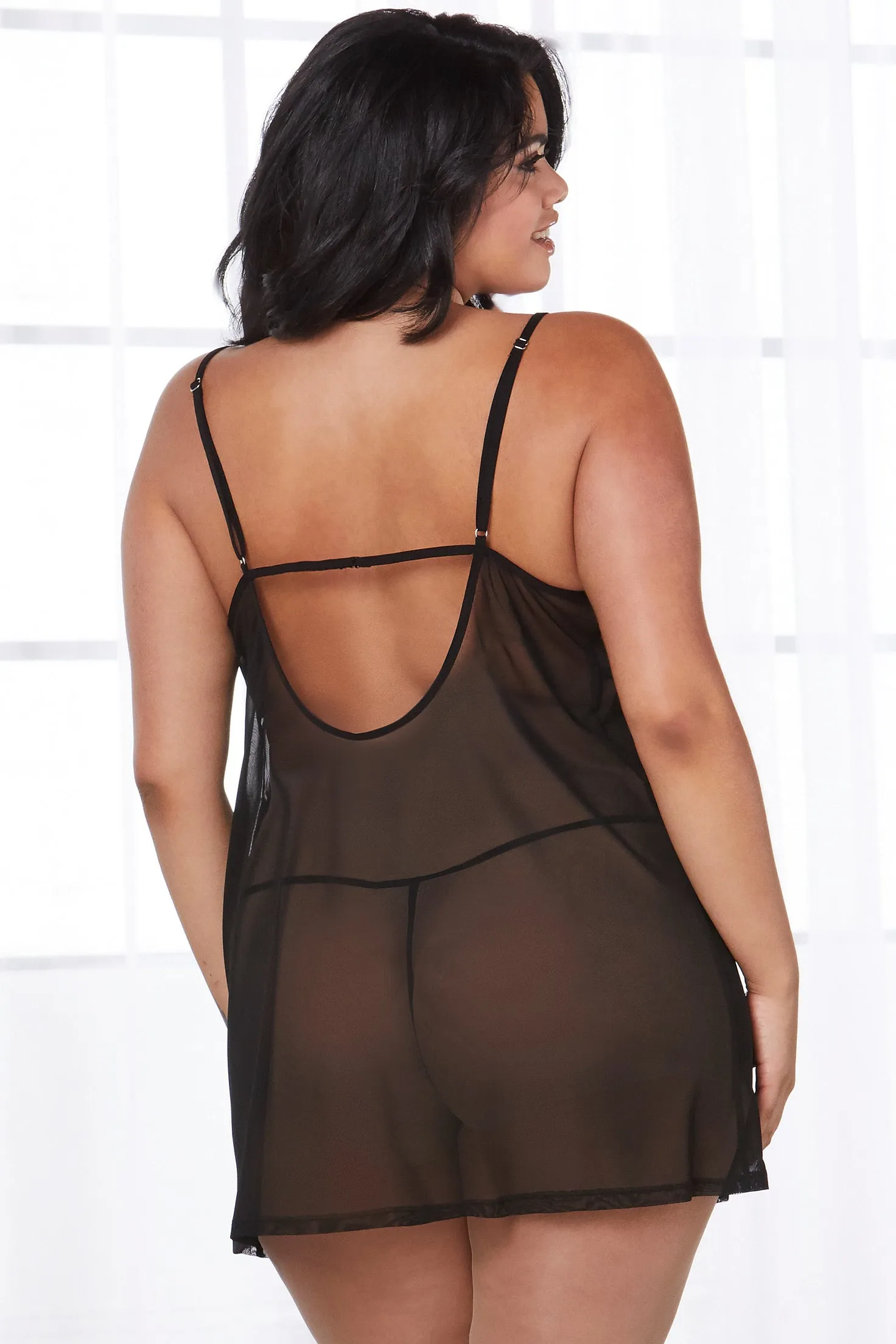 Sheer Mesh Chemise & Robe Set