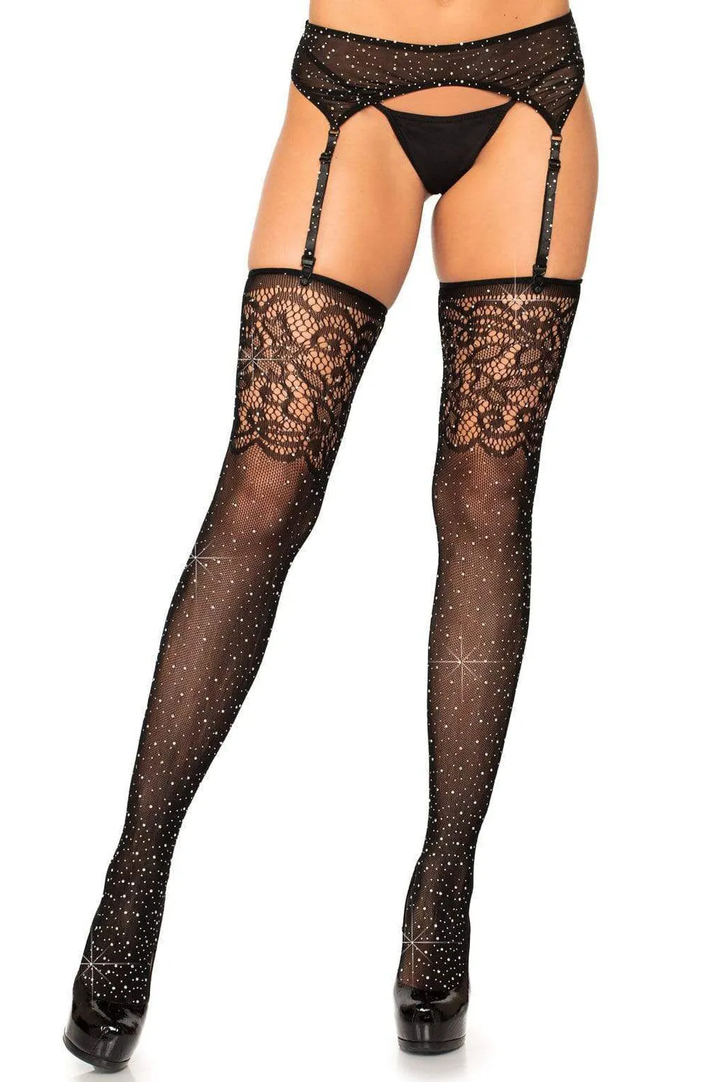 Sheer Rhinestone Garterbelt