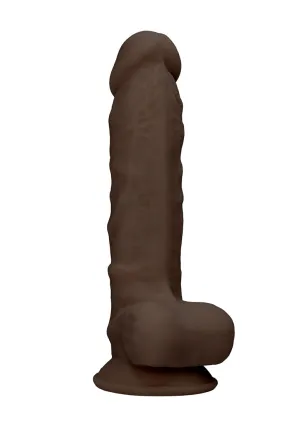 Silicone Dildo With Balls - 17.8 Cm - Brown