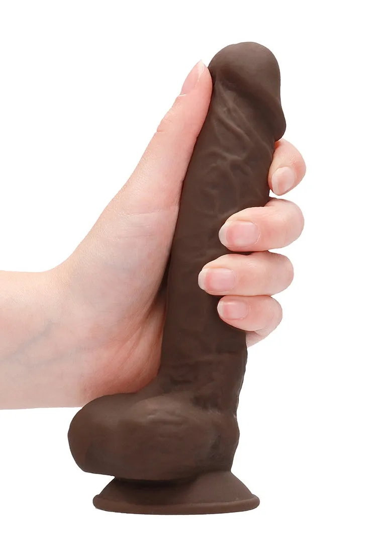 Silicone Dildo With Balls - 17.8 Cm - Brown