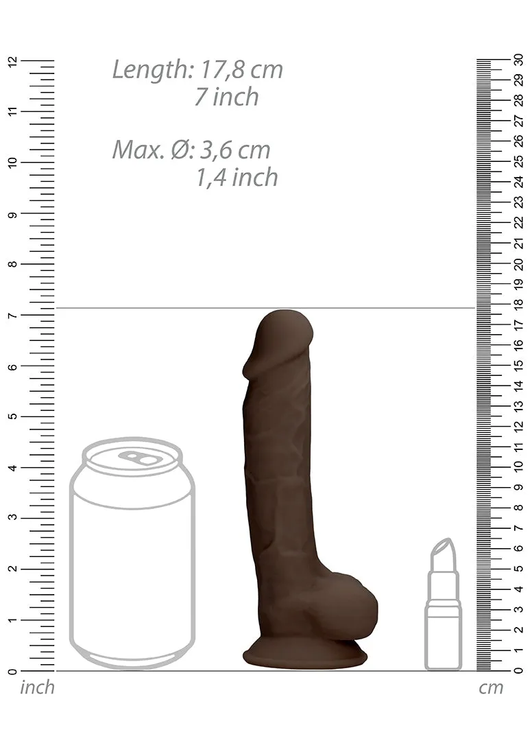 Silicone Dildo With Balls - 17.8 Cm - Brown
