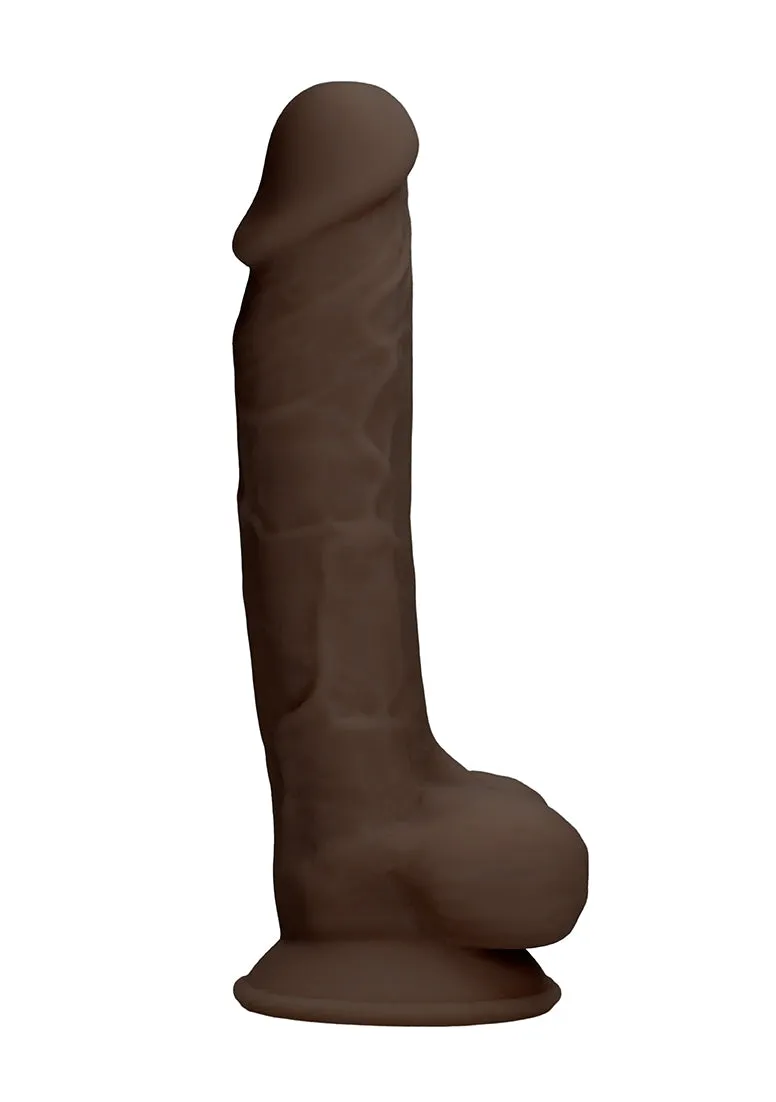 Silicone Dildo With Balls - 17.8 Cm - Brown