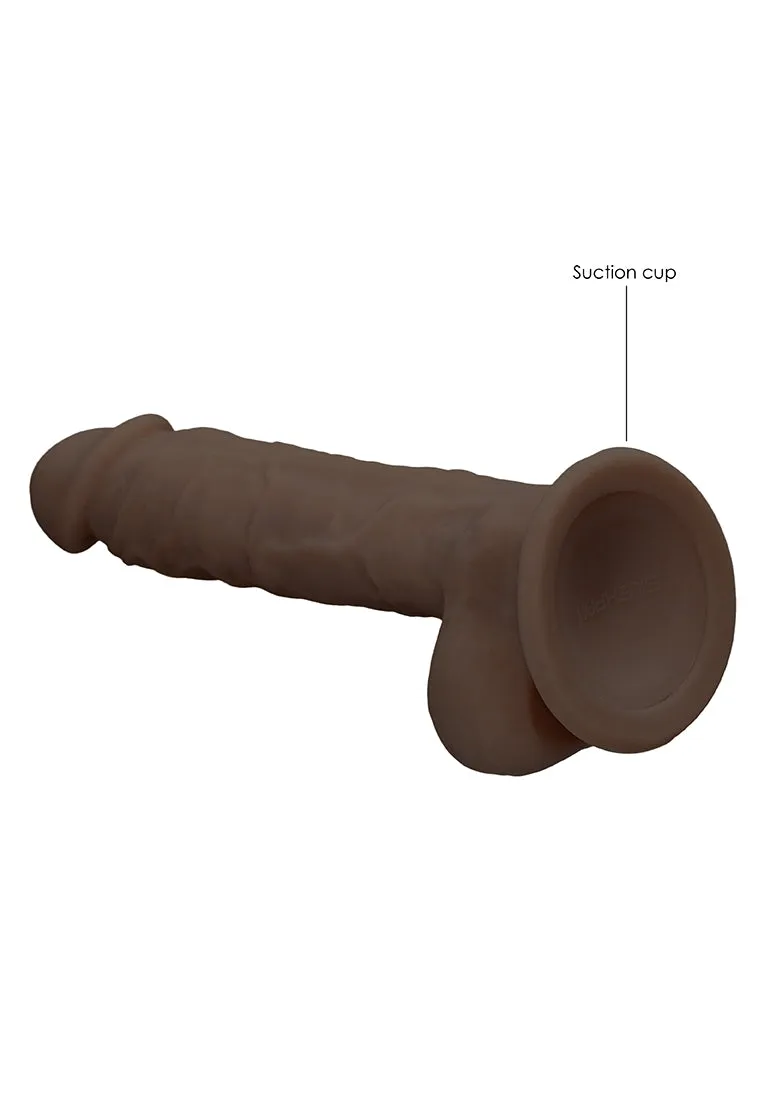 Silicone Dildo With Balls - 17.8 Cm - Brown