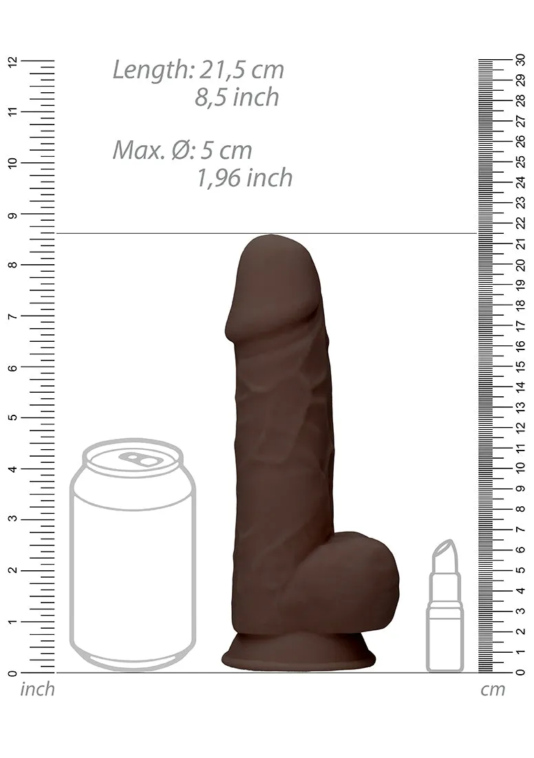 Silicone Dildo With Balls - 21.6 Cm - Brown