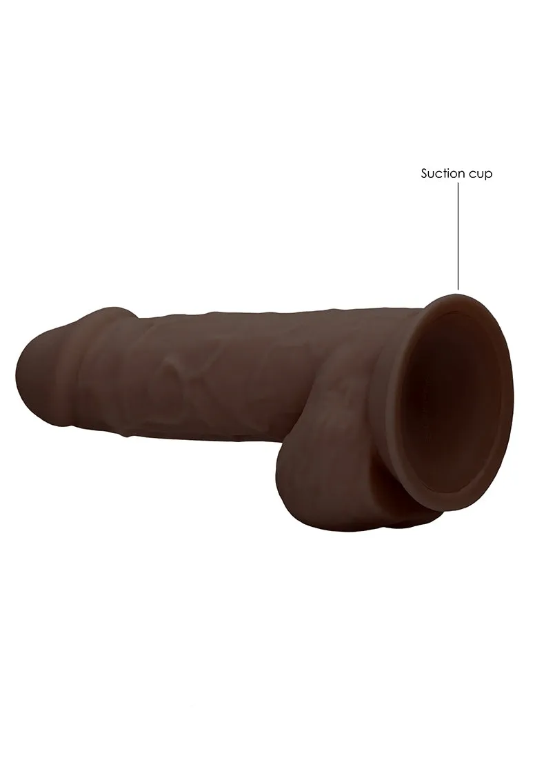 Silicone Dildo With Balls - 21.6 Cm - Brown