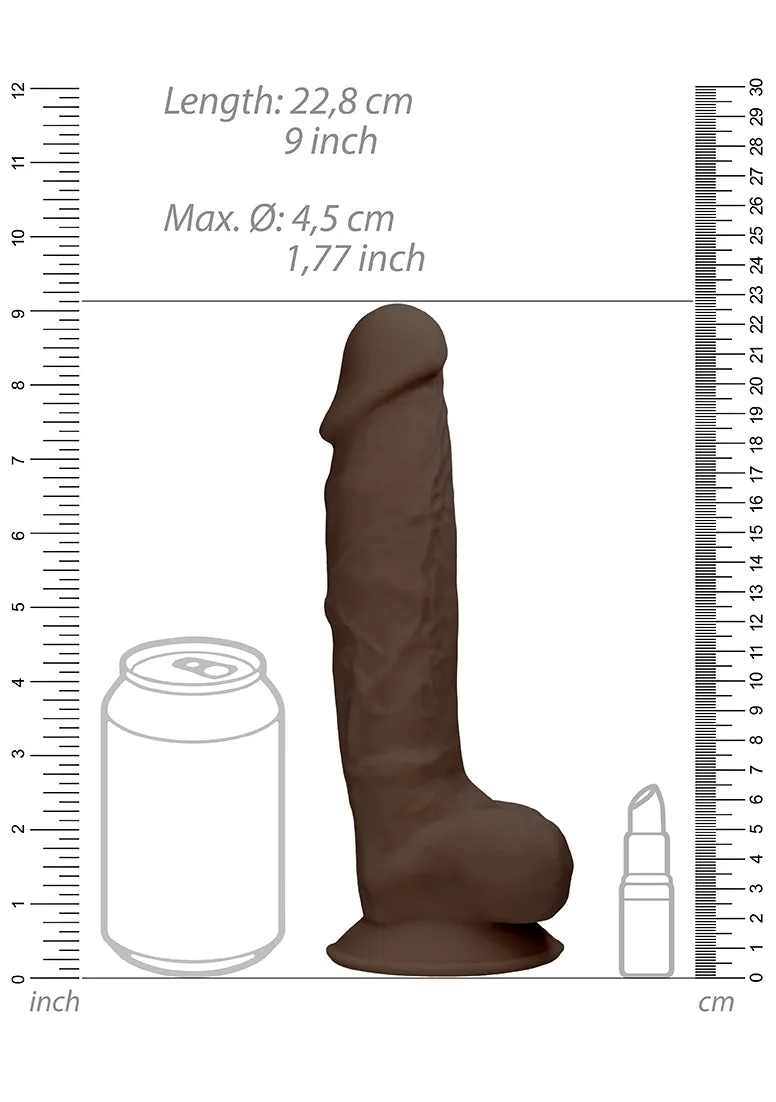 Silicone Dildo With Balls - 22.8 Cm - Brown