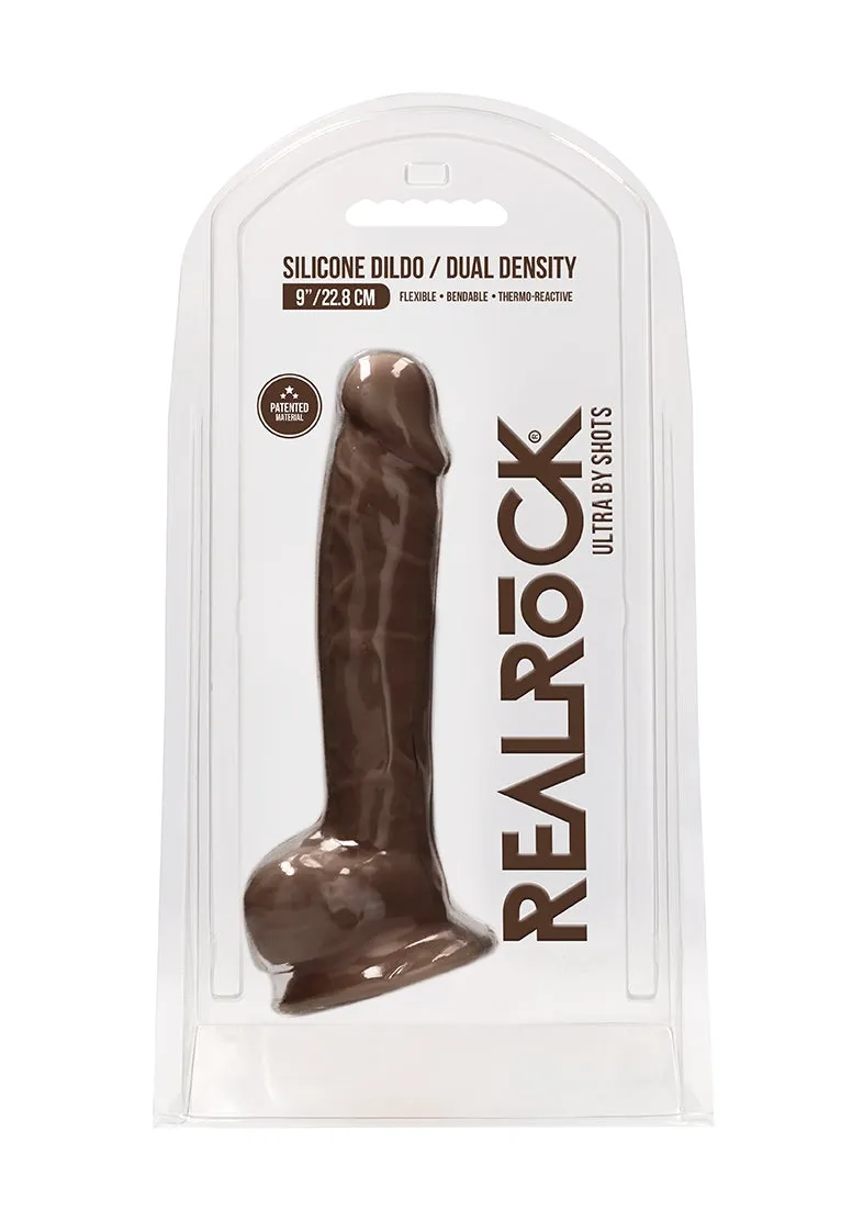 Silicone Dildo With Balls - 22.8 Cm - Brown