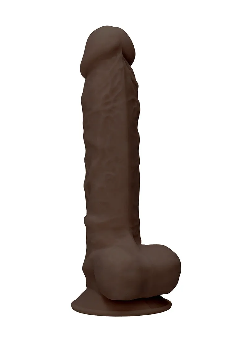 Silicone Dildo With Balls - 22.8 Cm - Brown
