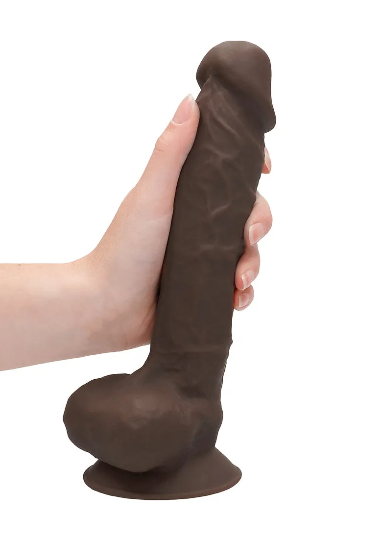 Silicone Dildo With Balls - 22.8 Cm - Brown