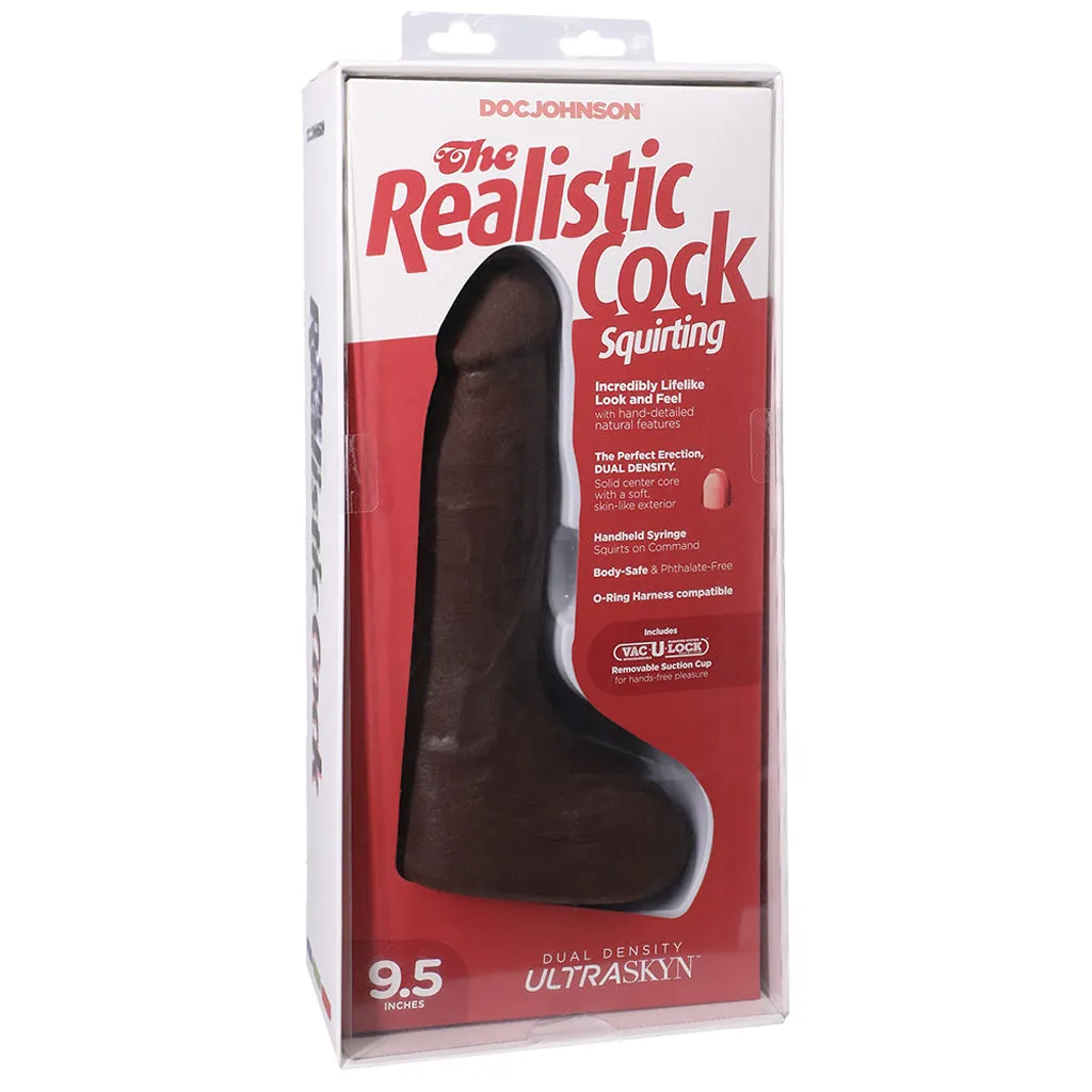 The Realistic 9.5 Inch Squirting Cock in Chocolate