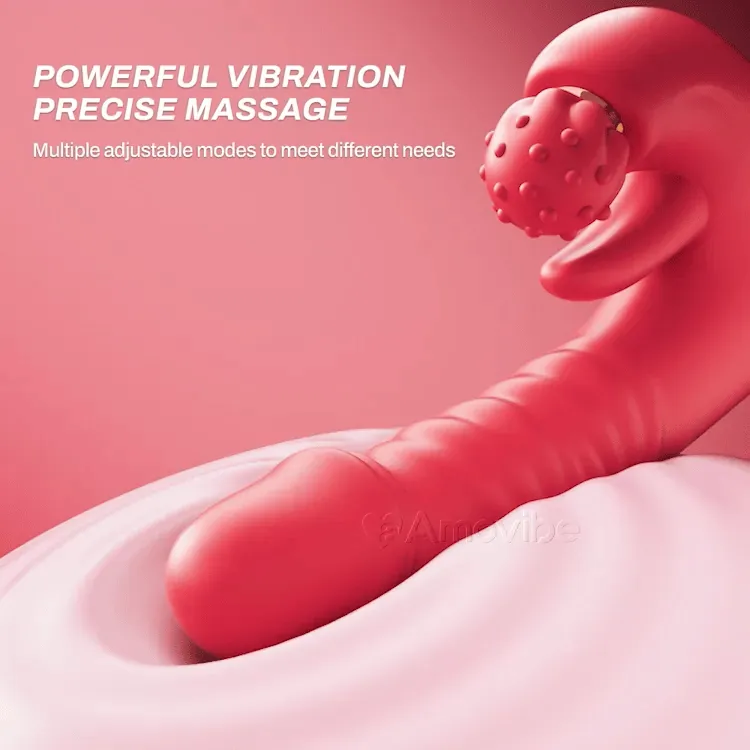 Triple Sensation Vibrator - Rotating Massage & Tongue Licking &  Thrusting Vibration