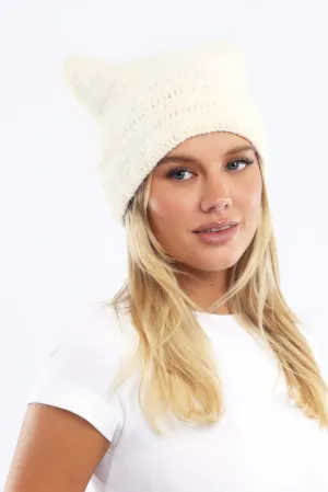 White Fluffy Beanie